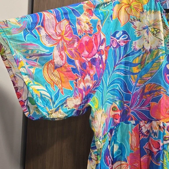 Johnny Was-Helena Tiered Loral Silk Blend WITH TASSELS Maxi Dress-Size '3XL' - Picture 6 of 16